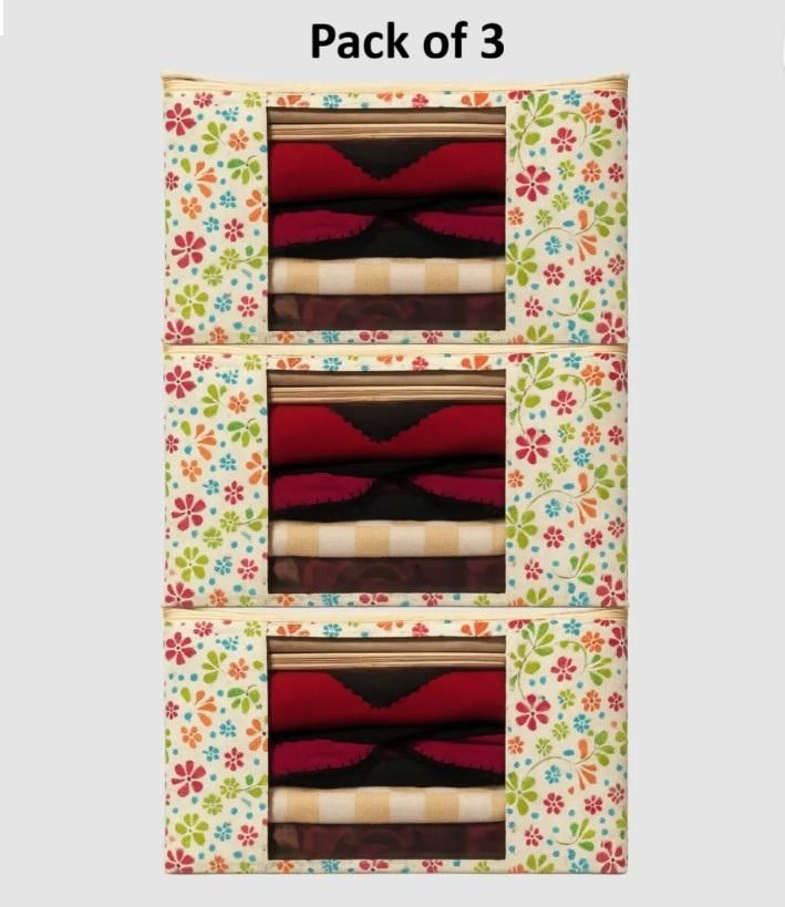 High Quality Ivory Flower Printed Saree Cover