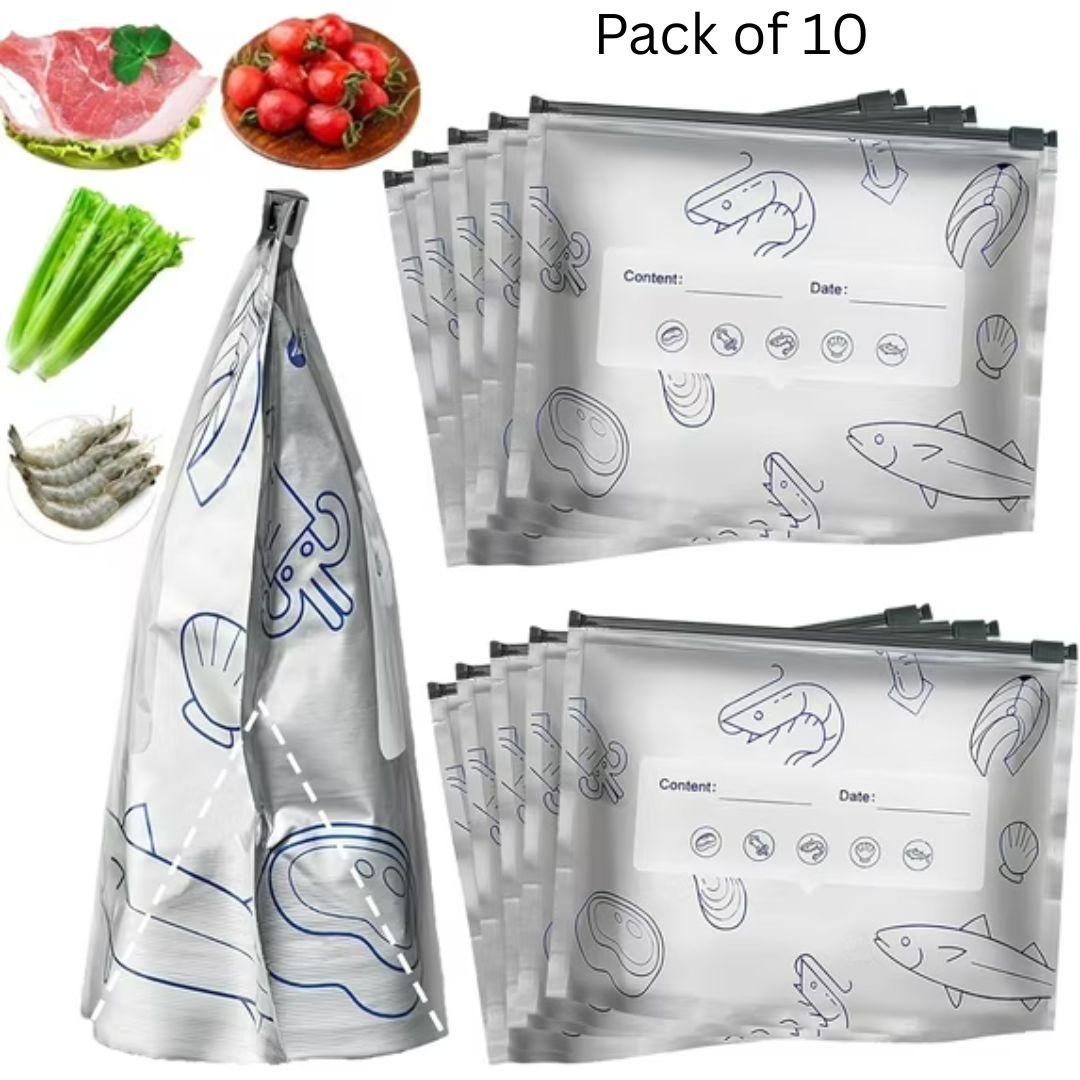 Reusable Aluminum Foil Sealable Storage Bags (Pack of 10)