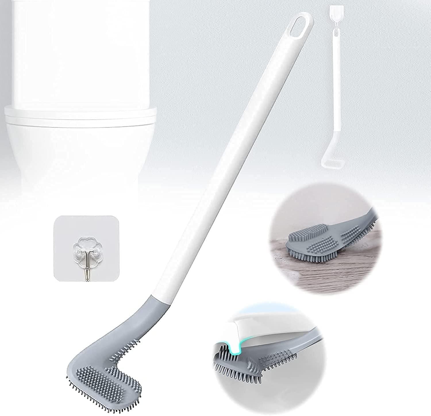 Toilet Brush- Wall-Mounted Long-Handled Golf Head Toilet Brush with Hook(Pack of 2)