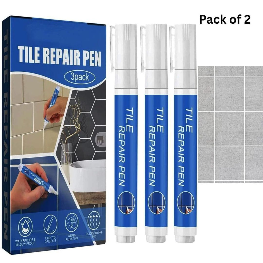 Tile Repair Pen (Pack of 2)  Grout Pen for Bathroom, Kitchen, Floor & Wall Tiles