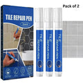 Tile Repair Pen (Pack of 2)  Grout Pen for Bathroom, Kitchen, Floor & Wall Tiles