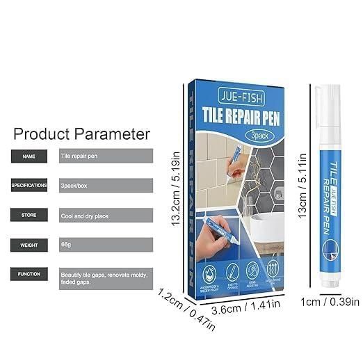 Tile Repair Pen (Pack of 2)  Grout Pen for Bathroom, Kitchen, Floor & Wall Tiles