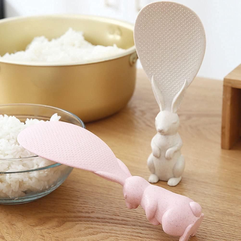 Rabbit Standing Non-Stick  Rice Spoon,Vertical Kitchen Serving Spoon (Pack of 2)