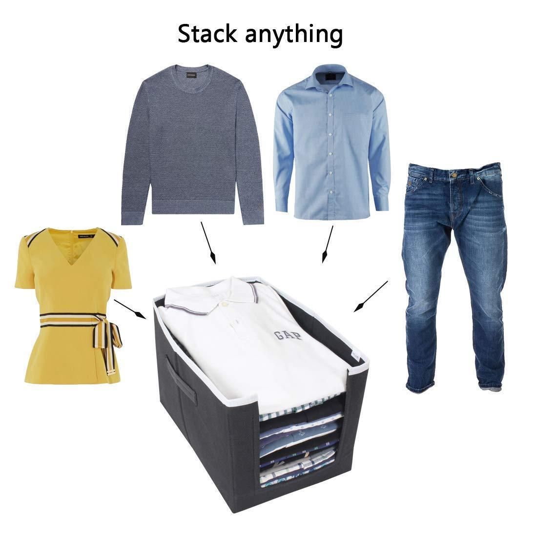 Closet Organizer-Foldable Shirts and Clothing Organizer Stackers(Pack of 3)
