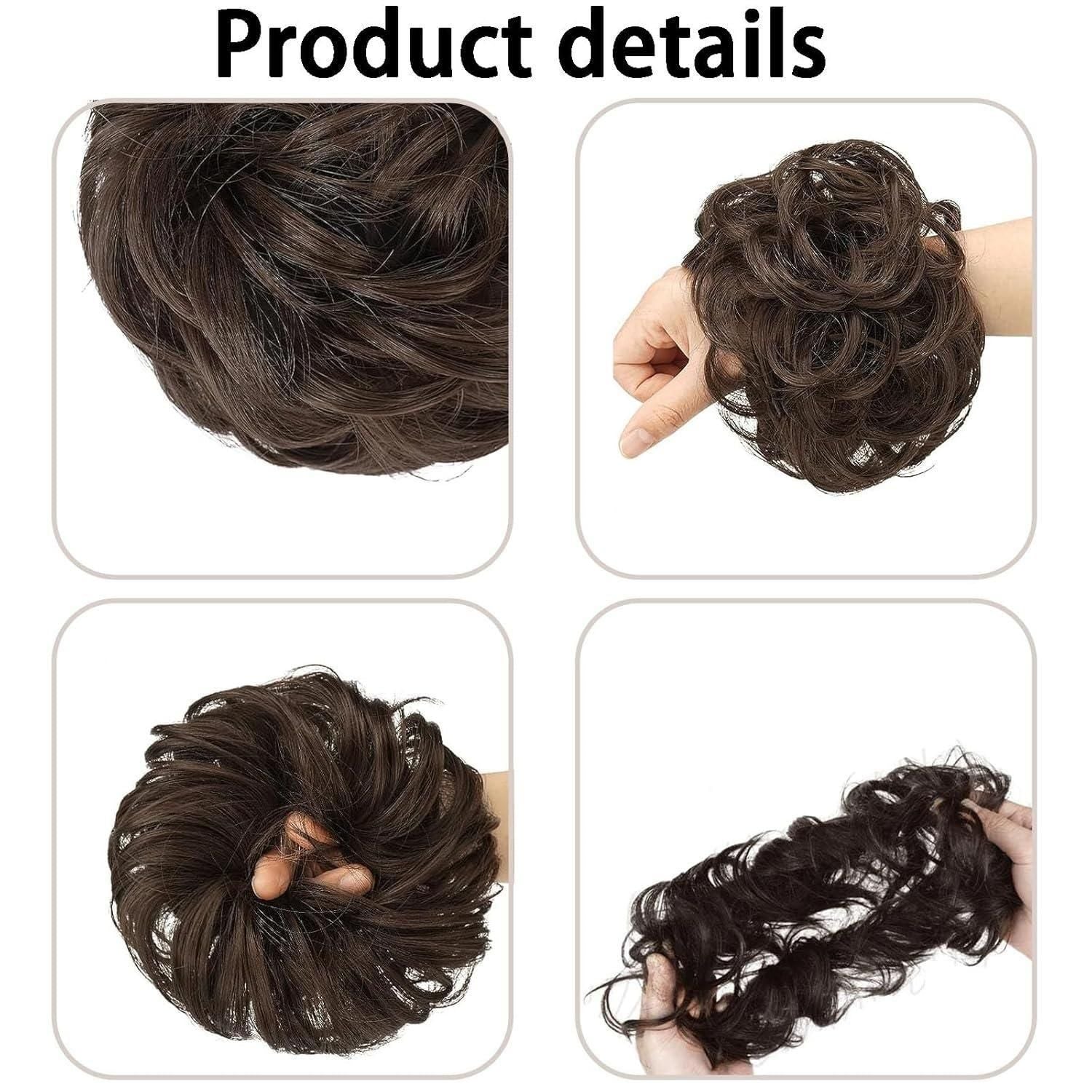 Elastic Artificial Hair Bun Brown & Black (Pack of 2)