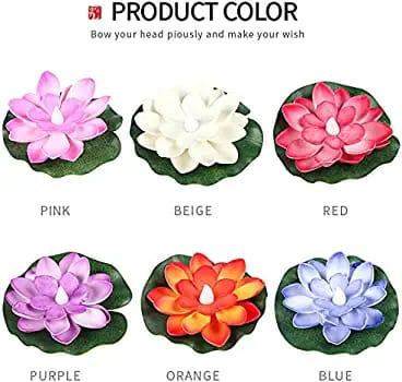 Flameless Lotus Flower Water Sensor LED Diyas (Pack of 6)