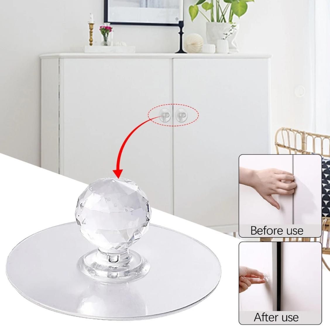 Crystal Stick On Door Knobs (Pack of 10)