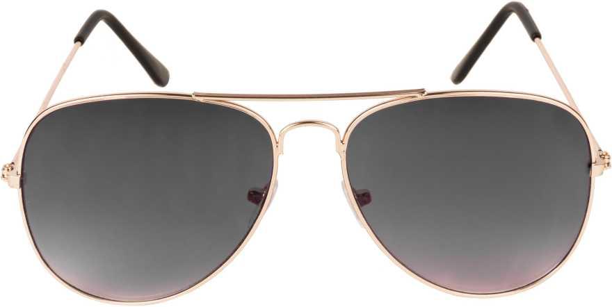 Unisex Black Golden Aviator Sunglass