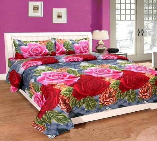 1 Double Bedsheet with 2 Pillow Covers