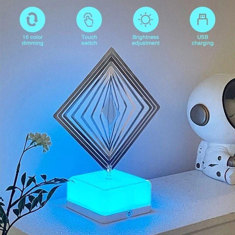 3D 360 Rotating Square Night Light